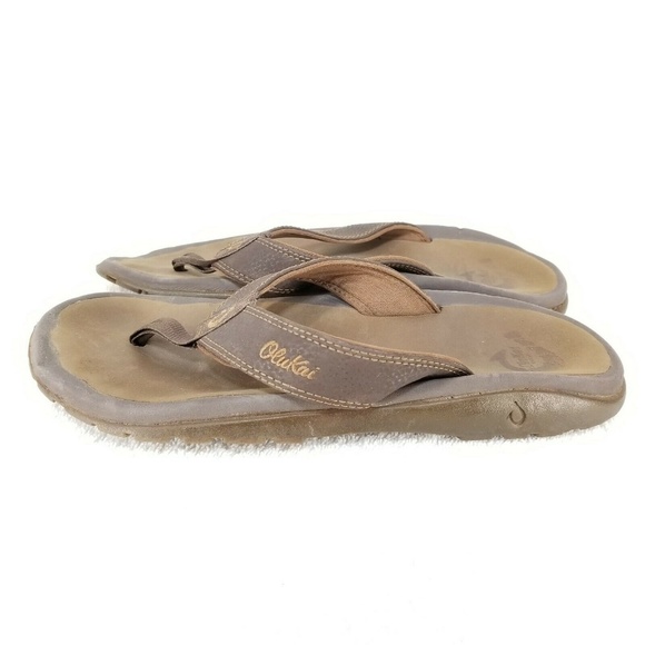 B34 OLUKAI OHANA MEN’S FLIP FLOP SANDALS BROWN 7.5 main image 5
